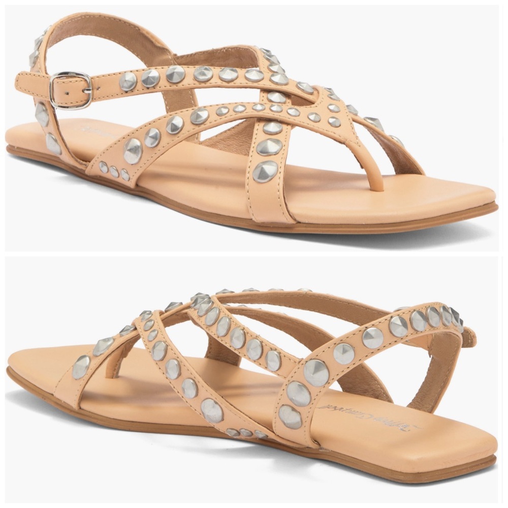 Jeffrey Campbell Xanthe Slingback Criss Cross Studded Studs Beige Sandals 10